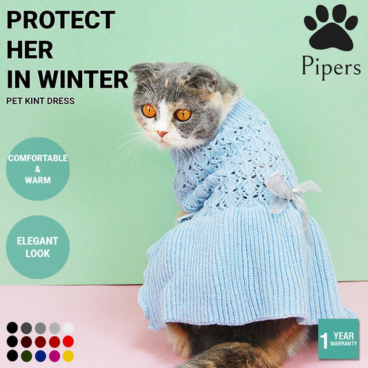 Pipers Pet Knit Dress Small Dog Cat Acrylic Cute Styled Skirt Sweater Clothes
