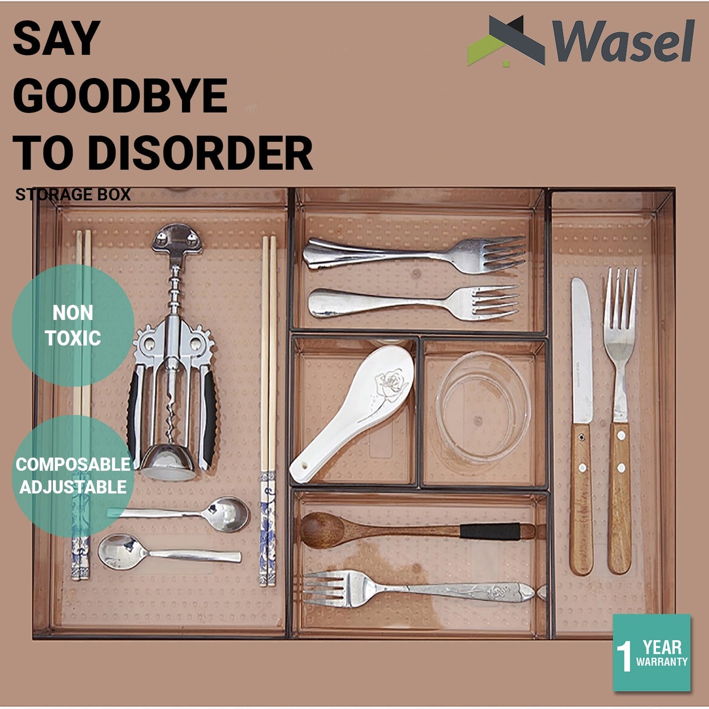 Wasel Storage Cube Drawers Combination Plastic Boxes Champagne Colour 4 Sizes