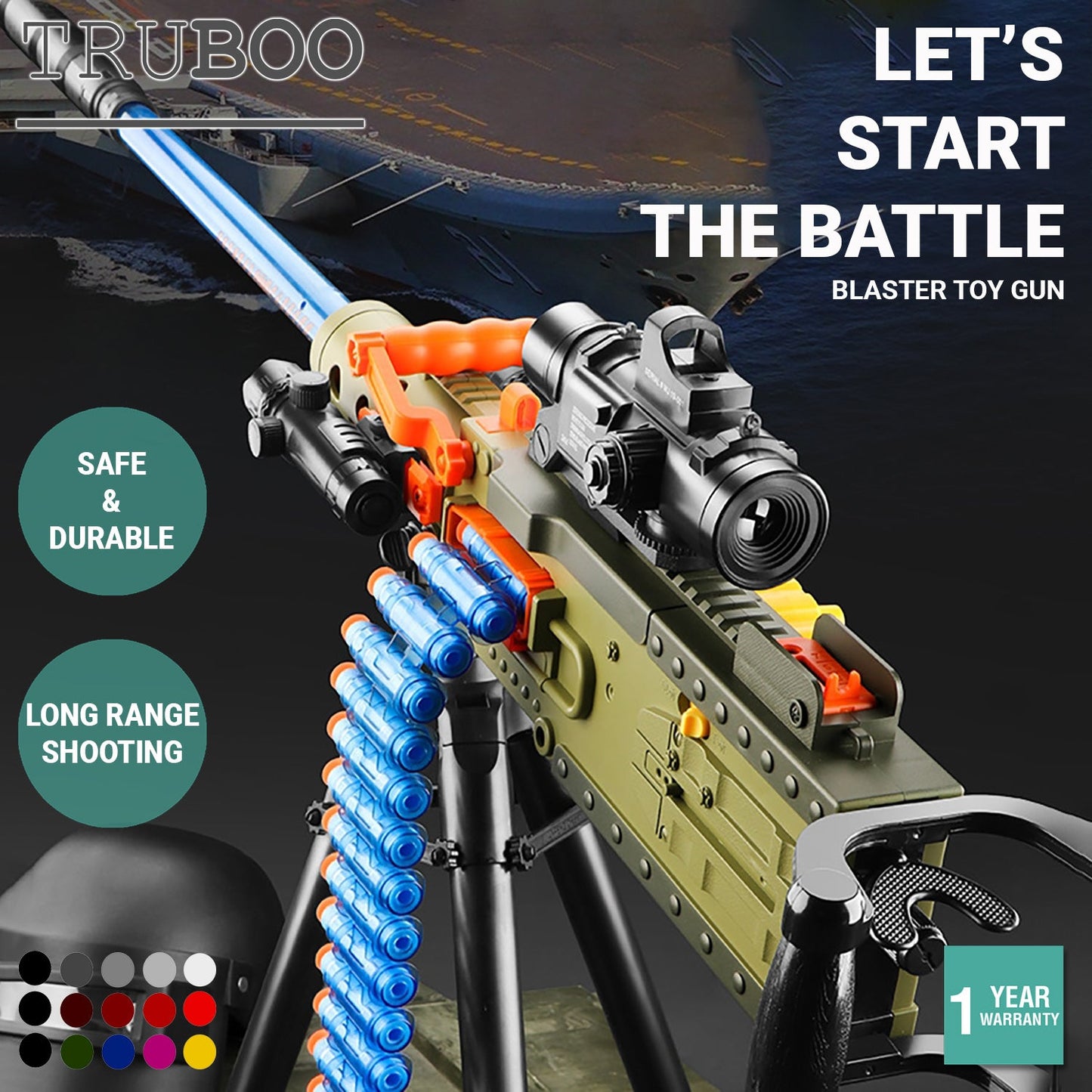 Truboo Blaster Toy Gun Soft Foam Bullet Boys Girls Shooting Set Military Model