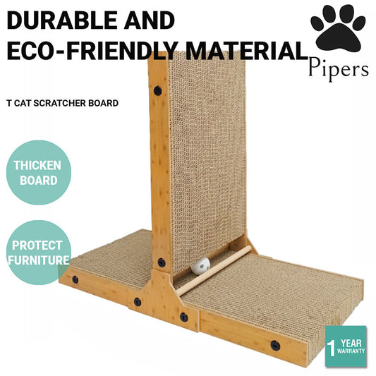 Pipers T Cat Scratcher Board Scratching Post Ball Toy Pad Indoor Pet Premium