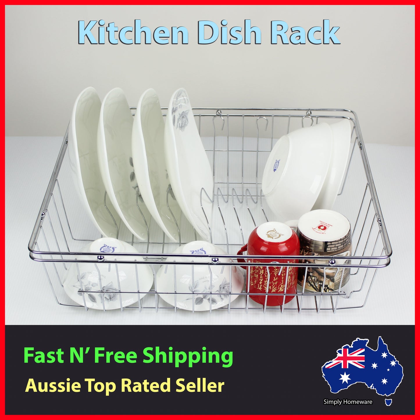Stainless Steel Dish Rack Chrome Racks Dishrack Drying Cutlery Drainer Tray