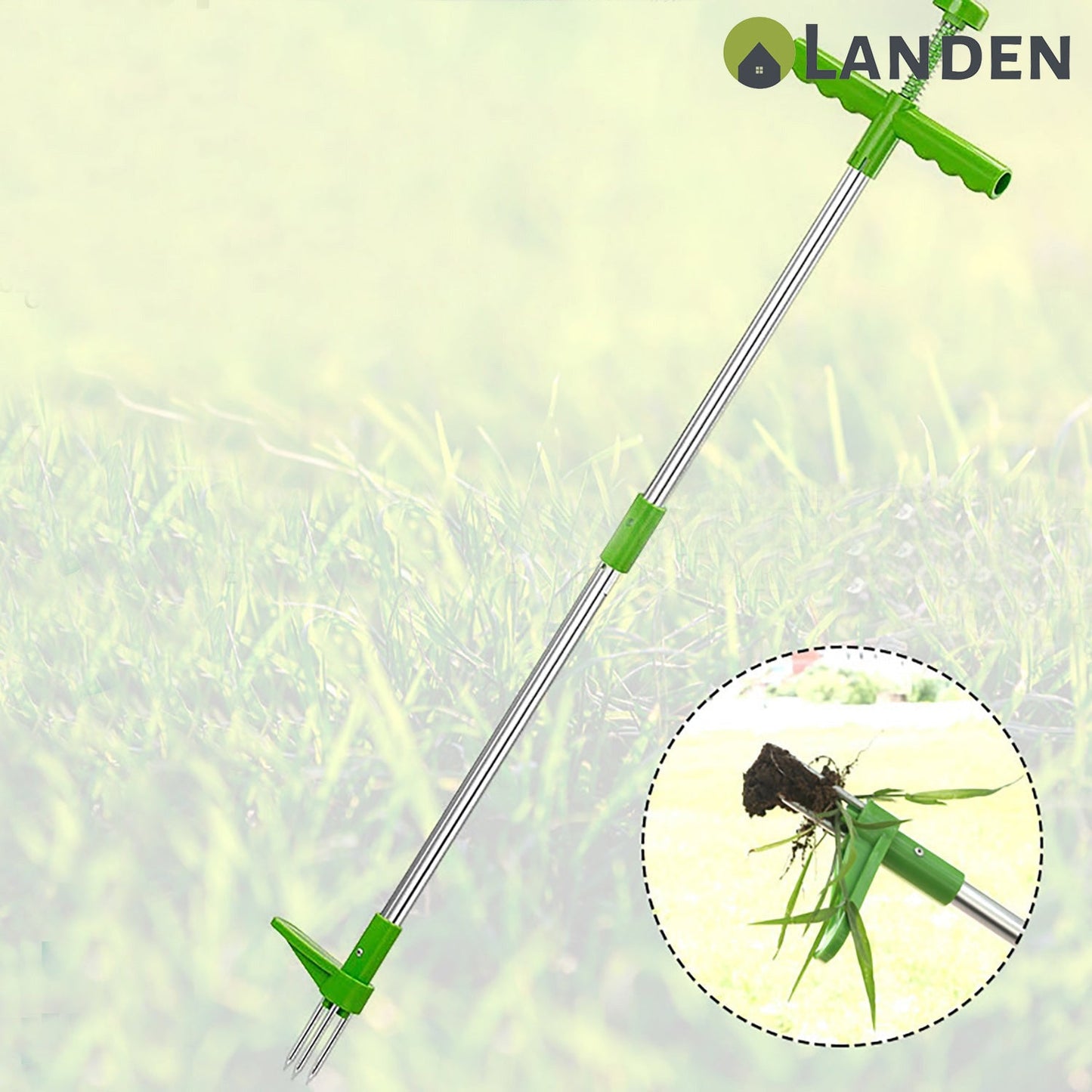 Landen Garden Weed Puller Standing Plant Root Remover Manual Weeder Hand Tool
