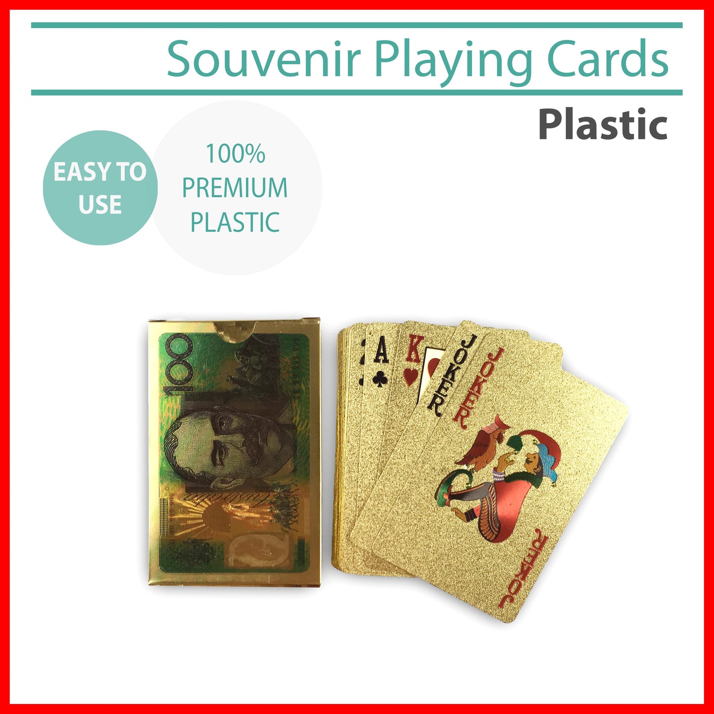 Playing Cards Gold Plastic Decks Card Games Souvenir Deck Australian & US Dollar