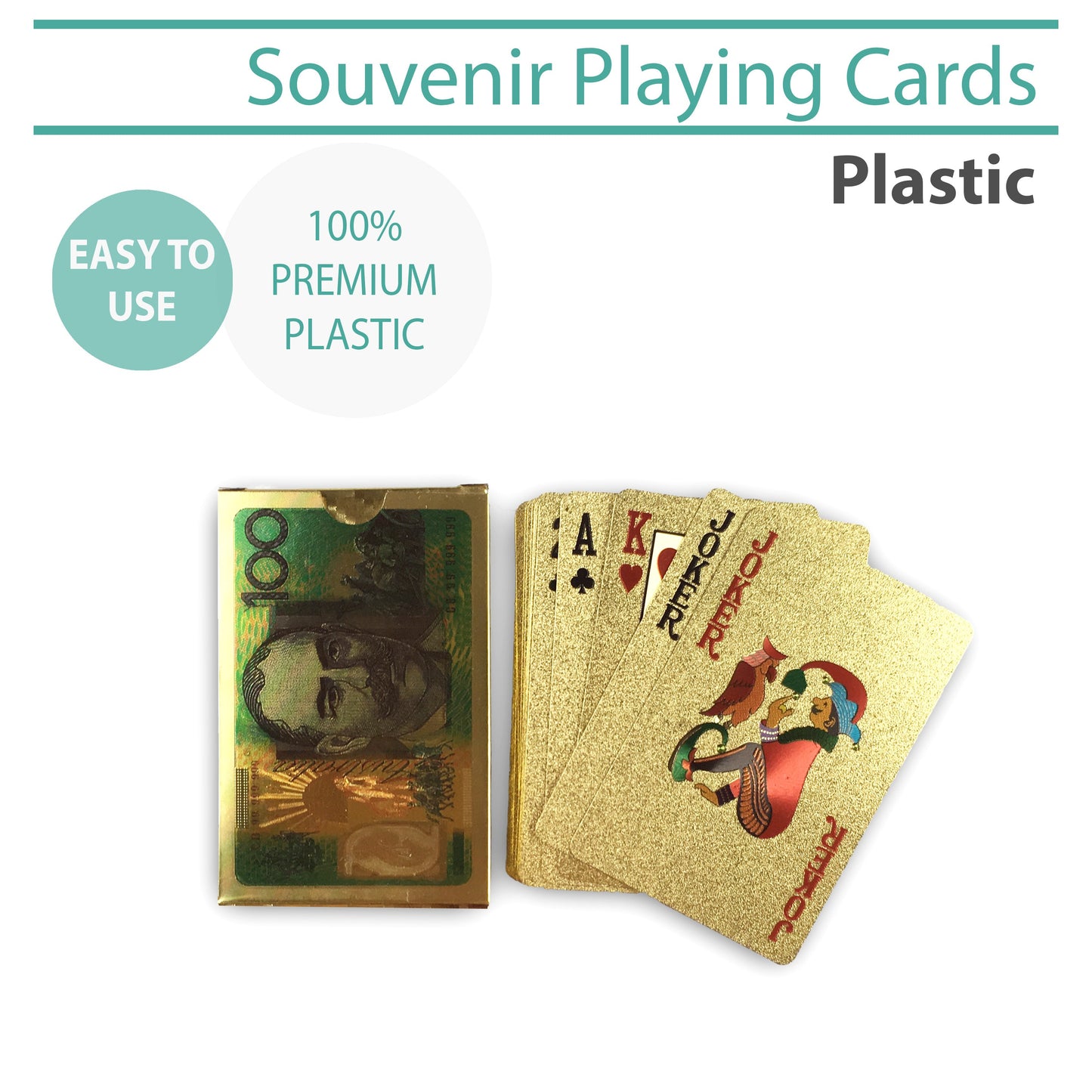 Playing Cards Gold Plastic Decks Card Games Souvenir Deck Australian & US Dollar
