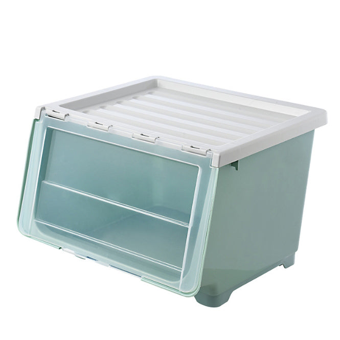 Lecluse Plastic Thickening Transparent Storage Box Large Side-Opening Snack Storage Box Clothes Storage Box Children's Toys Organized Plastic Thickening