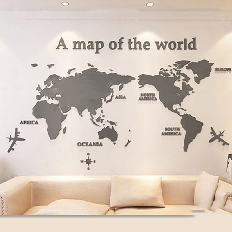 Lecluse 3D Acrylic Wall Sticker World Map Wall Decal Sticker Murals Map Wall Nur