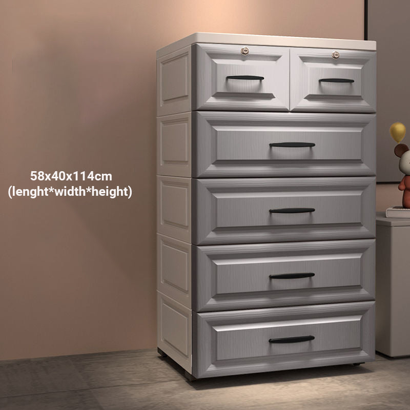 Lecluse 5-Tiers Storage Drawer Plastic Storage Chest Of Drawers Dresser Tallboy With Wheels 5 Tiers Cabinet Level Wheel Box Cloth Storage Toy Storage Snack Drawer