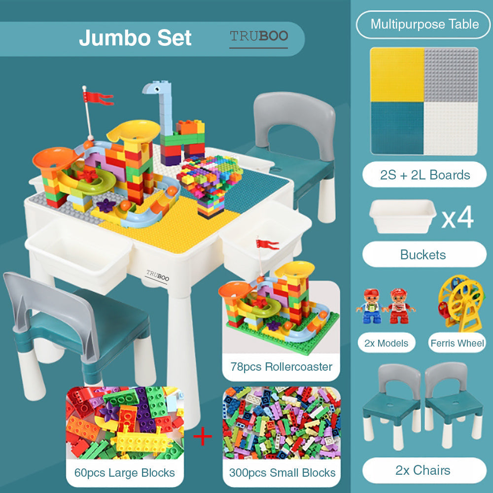 Truboo Building Blocks Kids Table and Chairs Set Toy Bricks Activity Play Baby