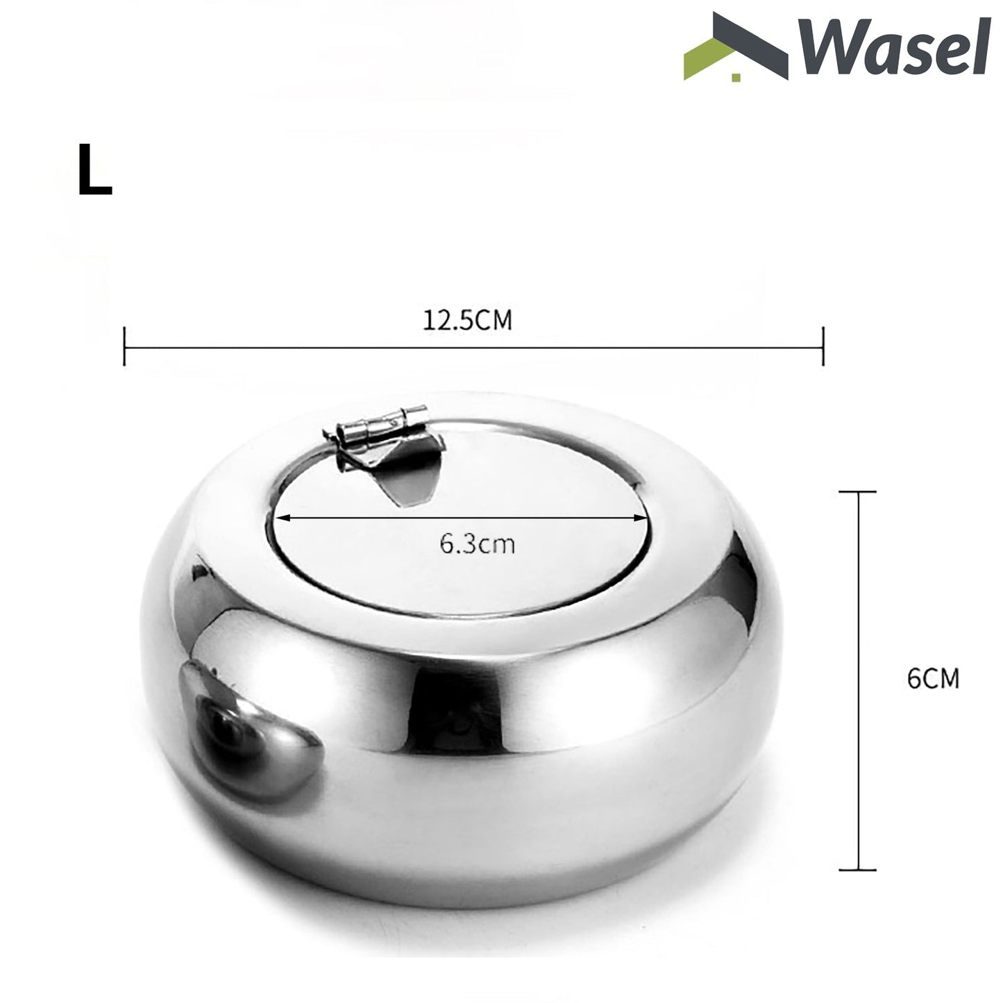 Wasel Stainless Steel Ashtray Cigarette Smoking Lidded Case Windproof Ash Holder
