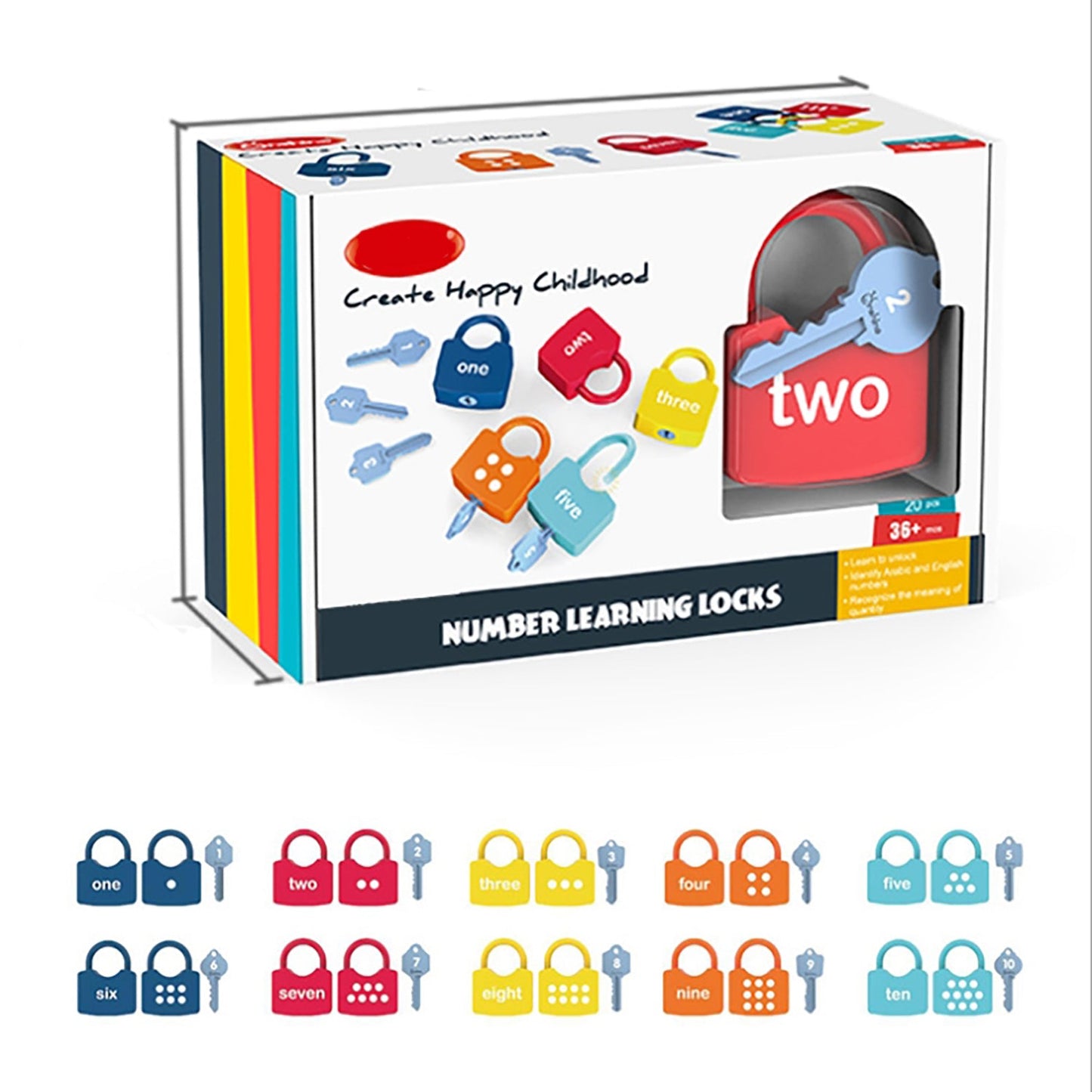 Truboo Kids Learning Locks Toy ABC Alphabet Numbers Educational Keys Matching