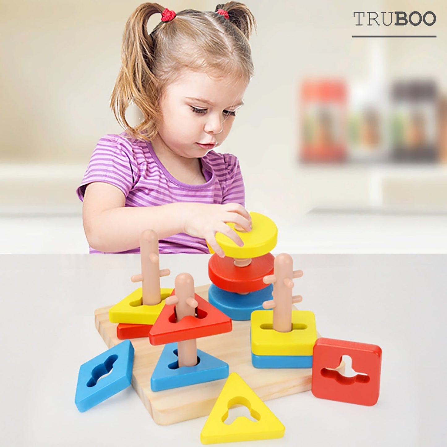 Truboo Kids Wooden Building Blocks Educational Toy Set Stacking Montessori Play