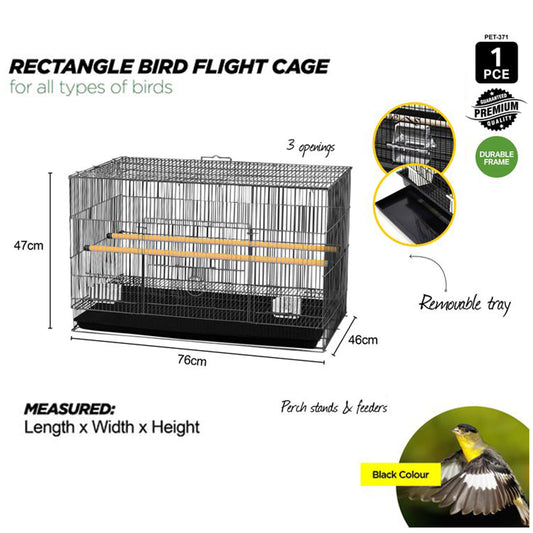 Bird Cage Medium Large Metal Frame Square Roof Coloured Toys 76cm x 46cm x 90cm
