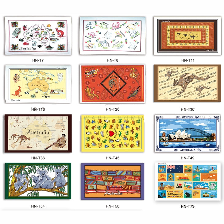 Australian Souvenir Tea Towels 100% Cotton Linen Weave Map Koala Aussie Gift AU