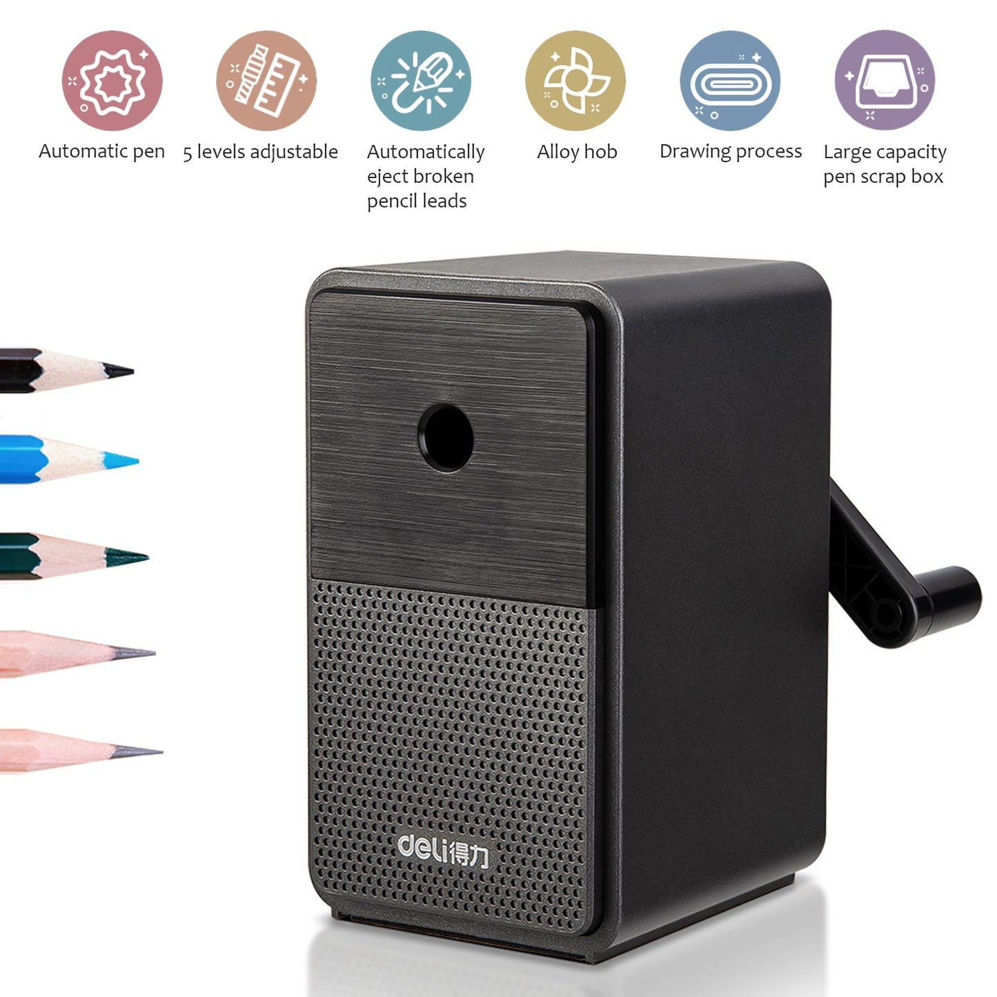 Lineguard Mechanical Pencil Sharpener Manual Desktop Charcoal Stationery Hand