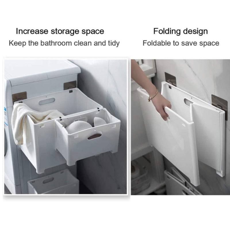 Lecluse Laundry Basket Foldable Punch-Free Wall Mounted Dirty Clothes Storage Cl