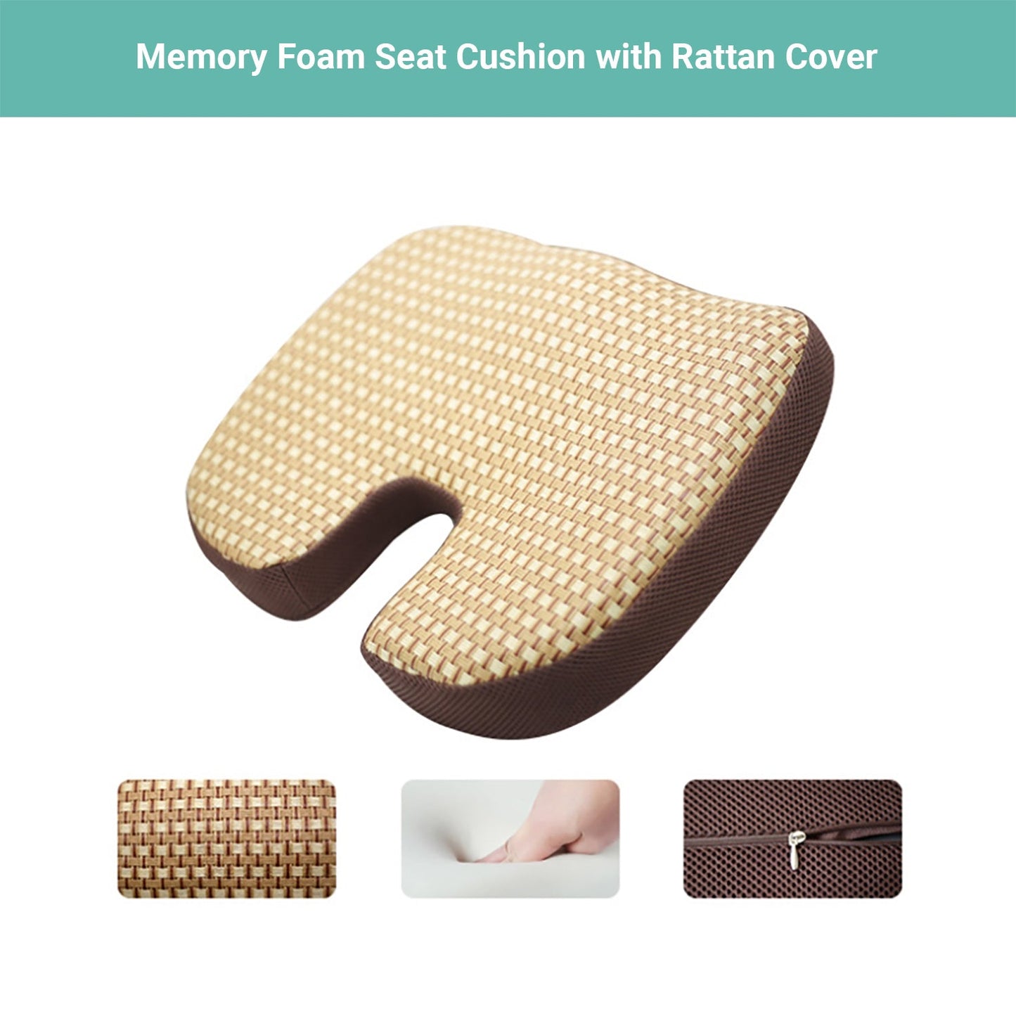 Lecluse Gel Seat Cushion Memory Foam Back Support Cooling Seat Non-Slip Soft