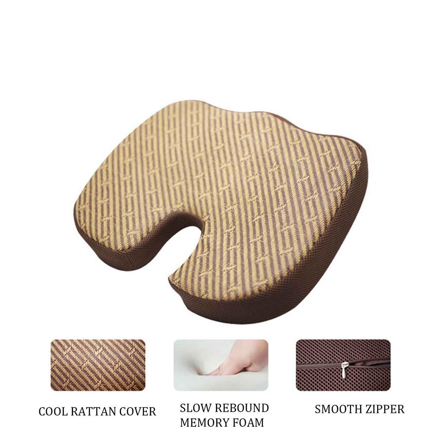Lecluse Gel Seat Cushion Memory Foam Back Support Cooling Seat Non-Slip Soft