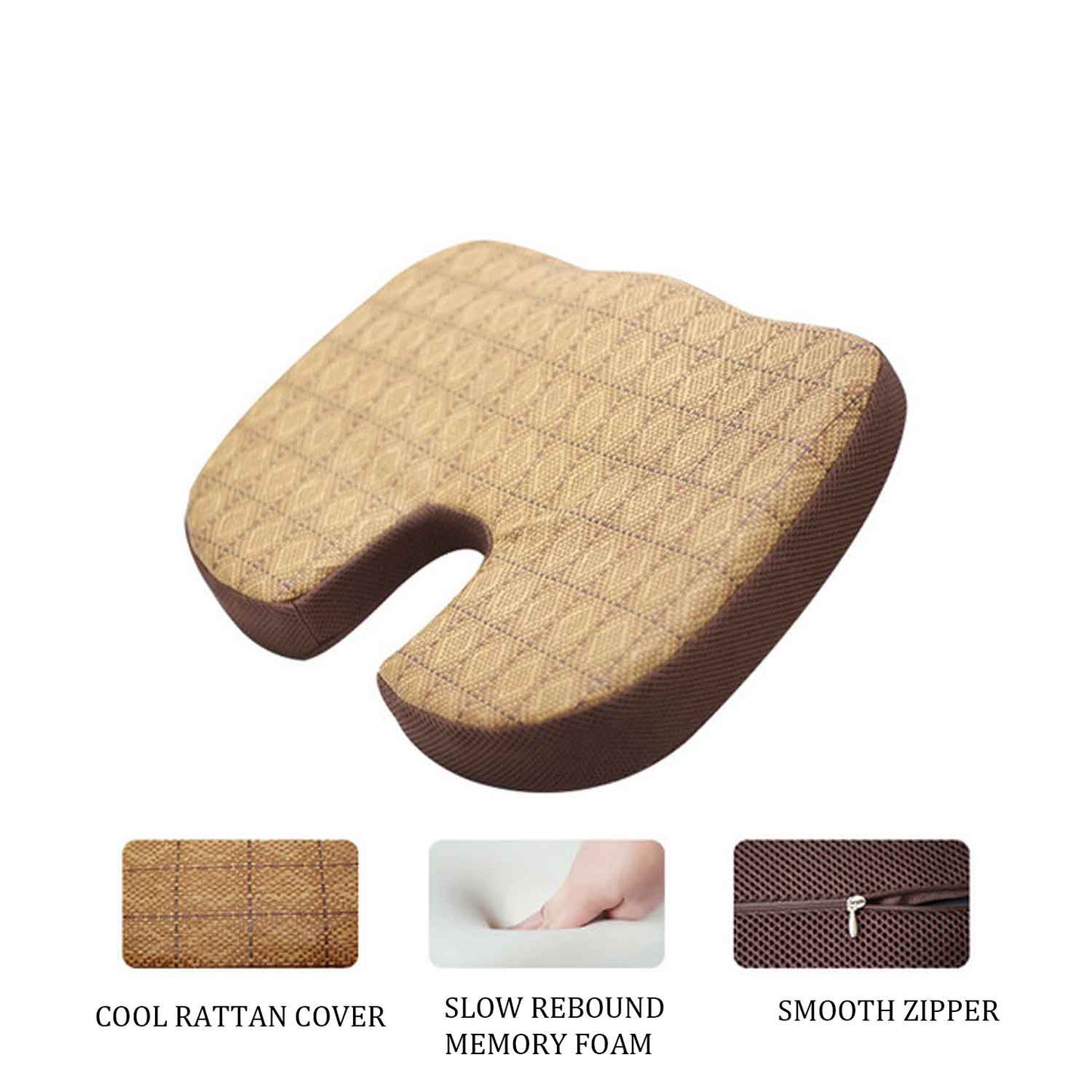 Lecluse Gel Seat Cushion Memory Foam Back Support Cooling Seat Non-Slip Soft