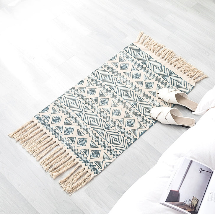 Lecluse Cotton Area Rug Living Room Mat Hand Woven Floor Carpet Round/Rectangle