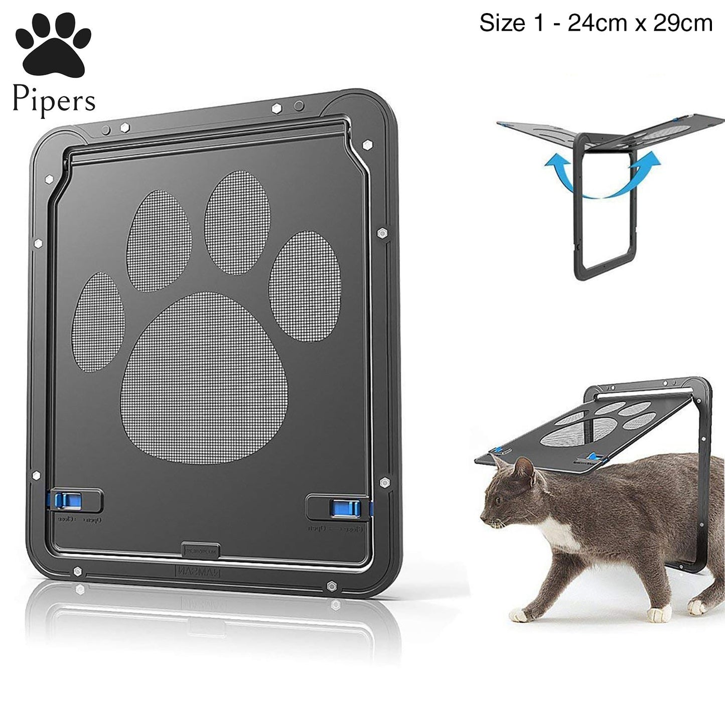 Pipers Pet Screen Door Dog Cat Puppy Flap Automatic Lock Security Large Window