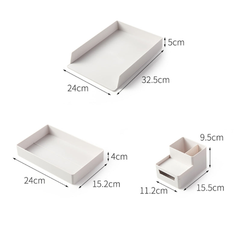 Lecluse Stackable Pull-Out Desk Organizer Letter Tray Organizer Set White Desk Accessories Organize File Document Tray Organizer
