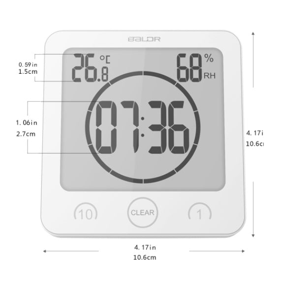 Lecluse Countdown Clock Shower Wall Clock Waterproof Digital Temperature Humidity Display With Suction Cup Touch Screen Timer For Kitchen Bathroom