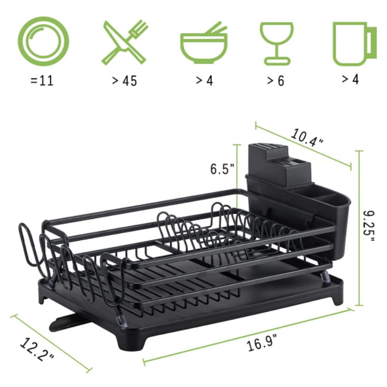 Lecluse Aluminum Dish Drying Rack Rustproof Sink Dish Rack And Drainboard Set Di