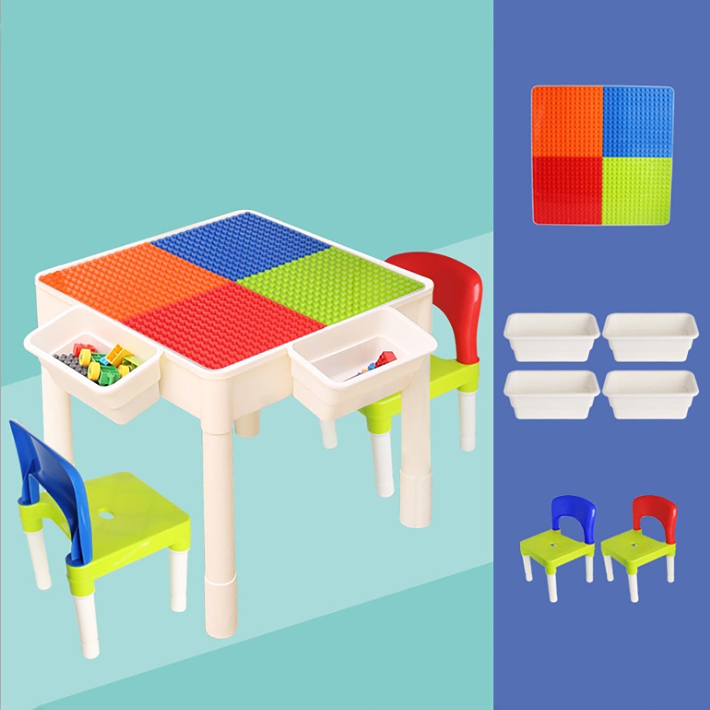 Truboo Building Blocks Kids Table and Chairs Set Toy Bricks Activity Play Baby