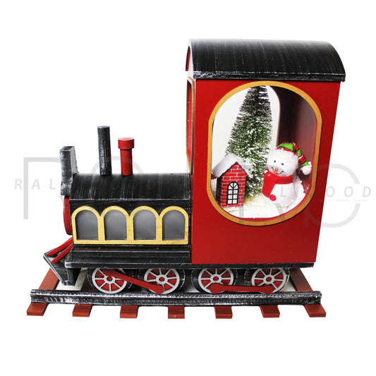 Christmas Train Decoration Indoor Powered Snow Diorama Music Singing LED Lights