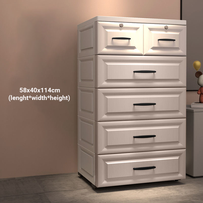 Lecluse 5-Tiers Storage Drawer Plastic Storage Chest Of Drawers Dresser Tallboy With Wheels 5 Tiers Cabinet Level Wheel Box Cloth Storage Toy Storage Snack Drawer