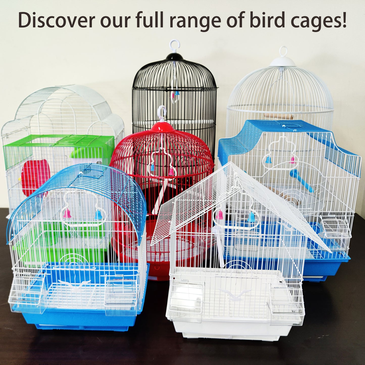 Bird Cage Small Medium Metal Frame Domed Roof White 29.5cm x 22.3cm x 38.5cm