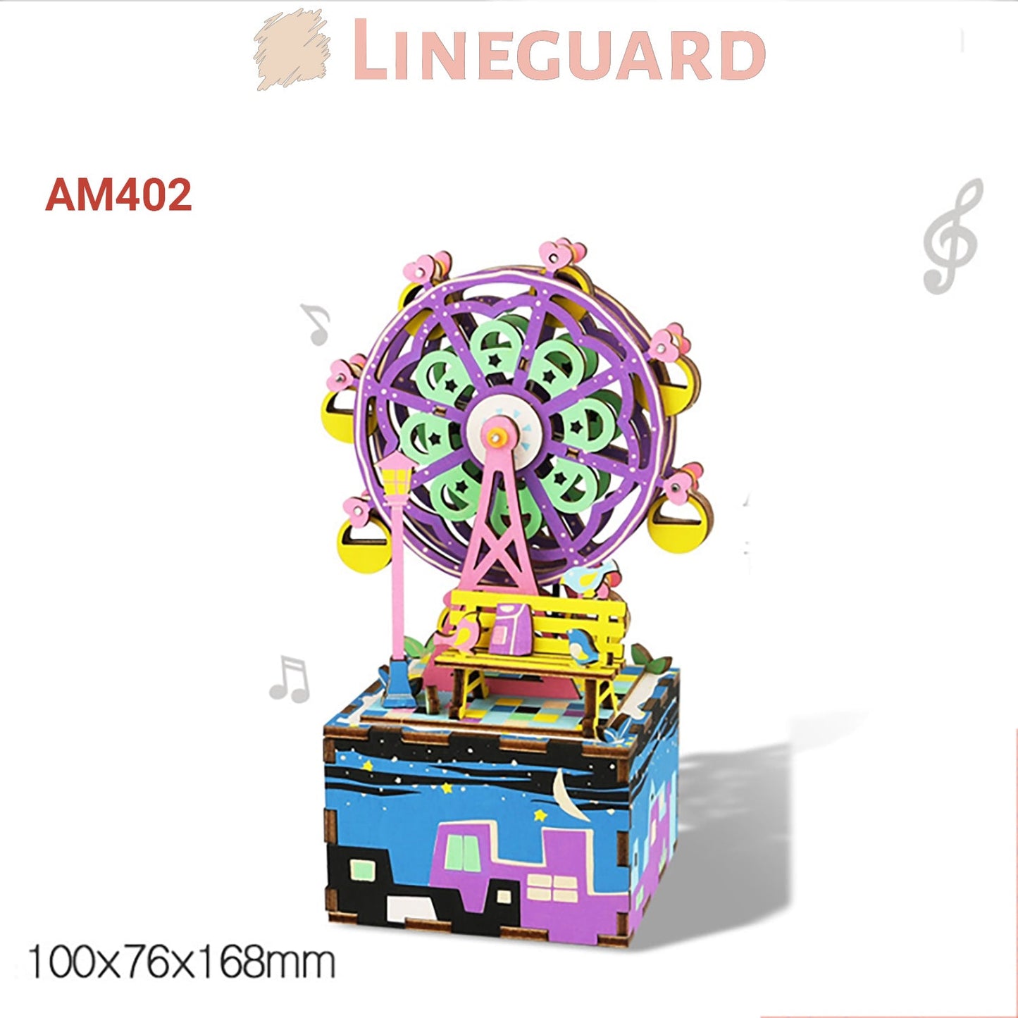 Lineguard DIY Music Box 3D Wooden Puzzle Assembled Craft Building Blocks Toy