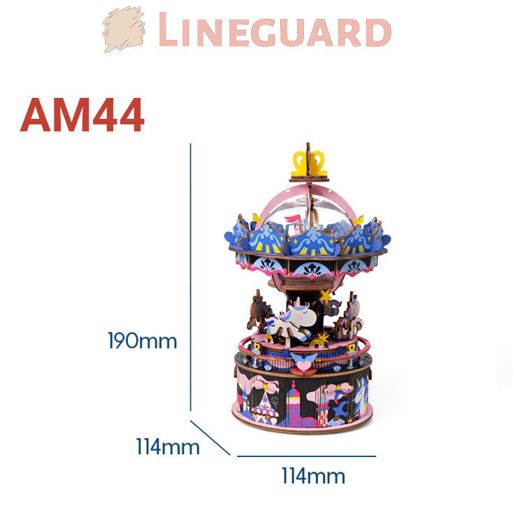 Lineguard DIY Music Box 3D Wooden Puzzle Assembled Craft Building Blocks Toy