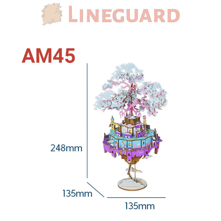 Lineguard DIY Music Box 3D Wooden Puzzle Assembled Craft Building Blocks Toy
