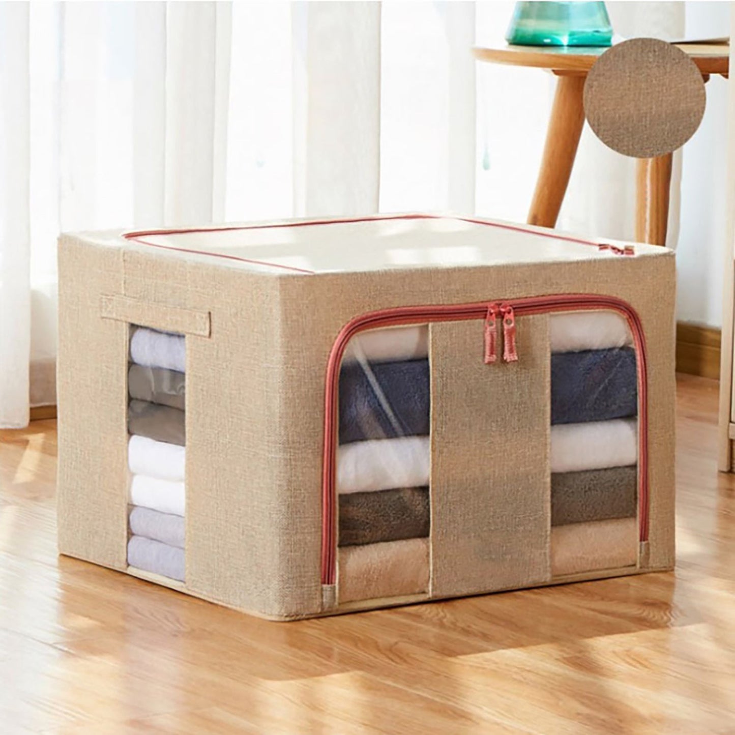 Lecluse Foldable Storage Bag Cloth Quilt Blanket Toy Organizer Zipper Box Oxfor