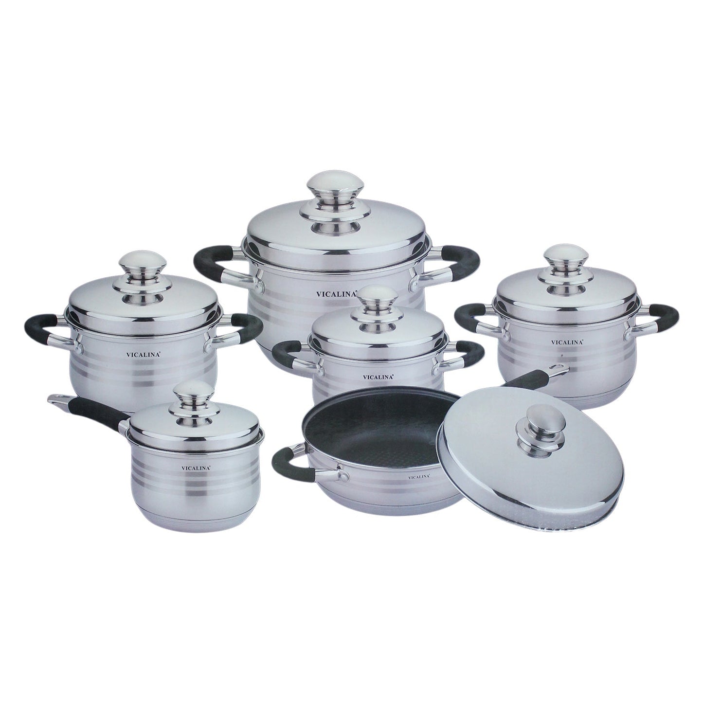 Stainless Steel Induction Ceramic Cookware Set Casserole Frypan Saucepan 12 Pcs