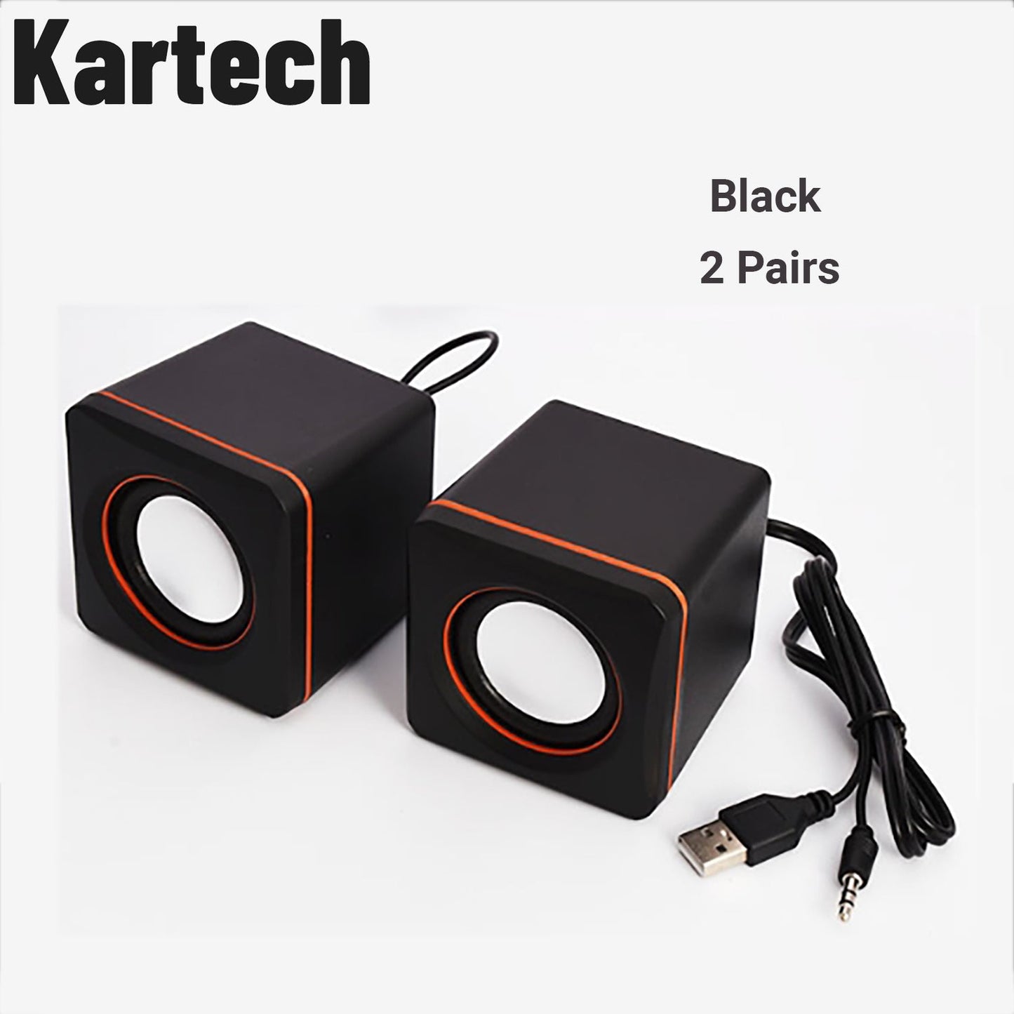 2x Kartech Mini Computer Speakers USB 2.0 Multimedia Music Stereo Desktop Sound