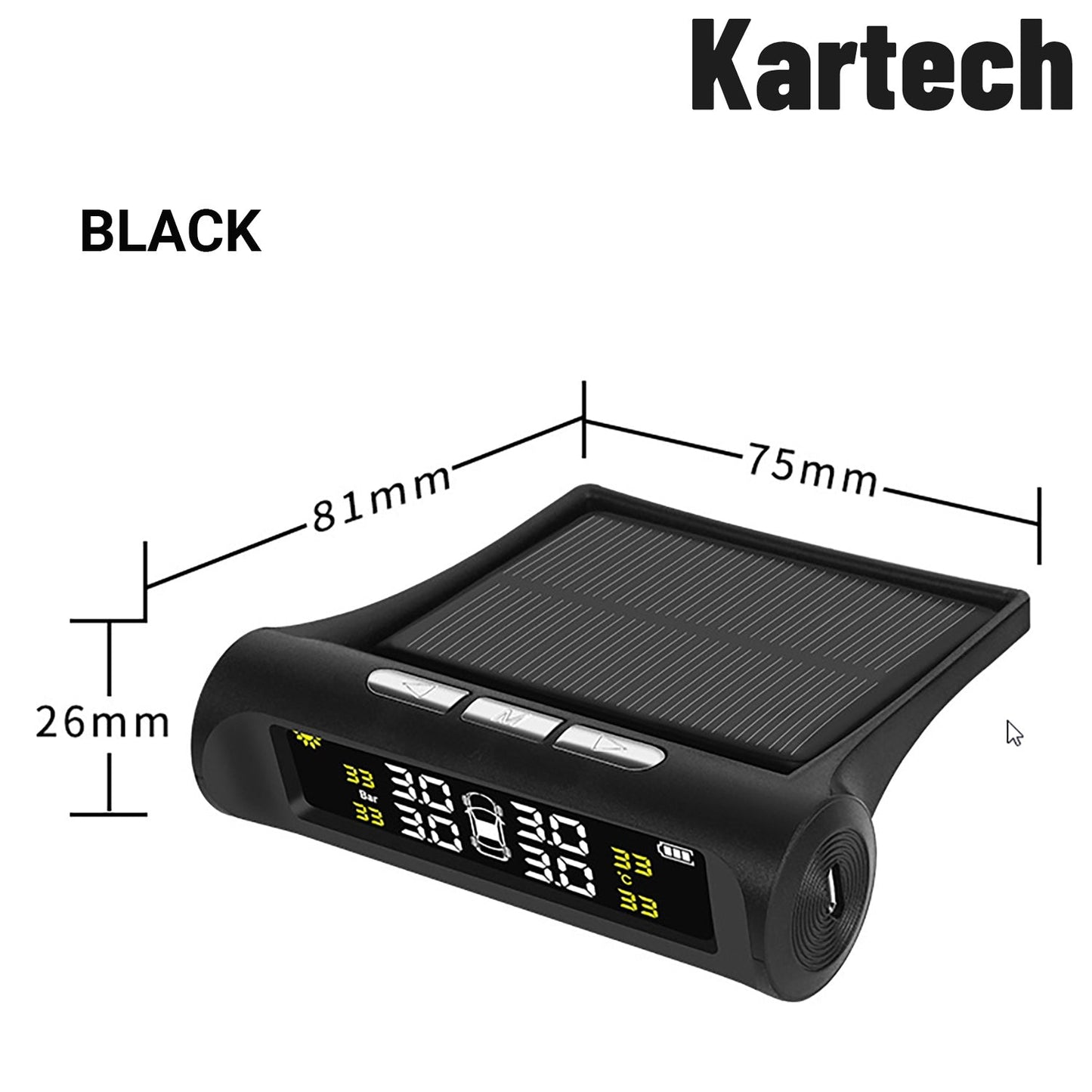 Kartech Solar Tyre Pressure Monitoring System TPMS Car LCD Wireless Sensors