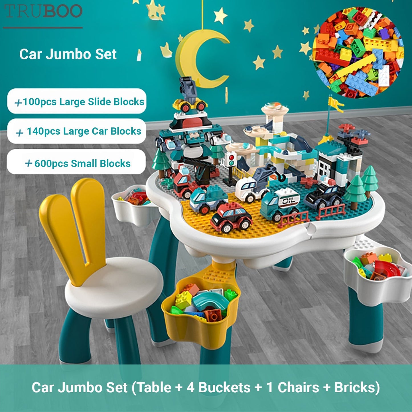 Truboo Building Blocks Kids Table and Chairs Set Toy Bricks Activity Play Baby