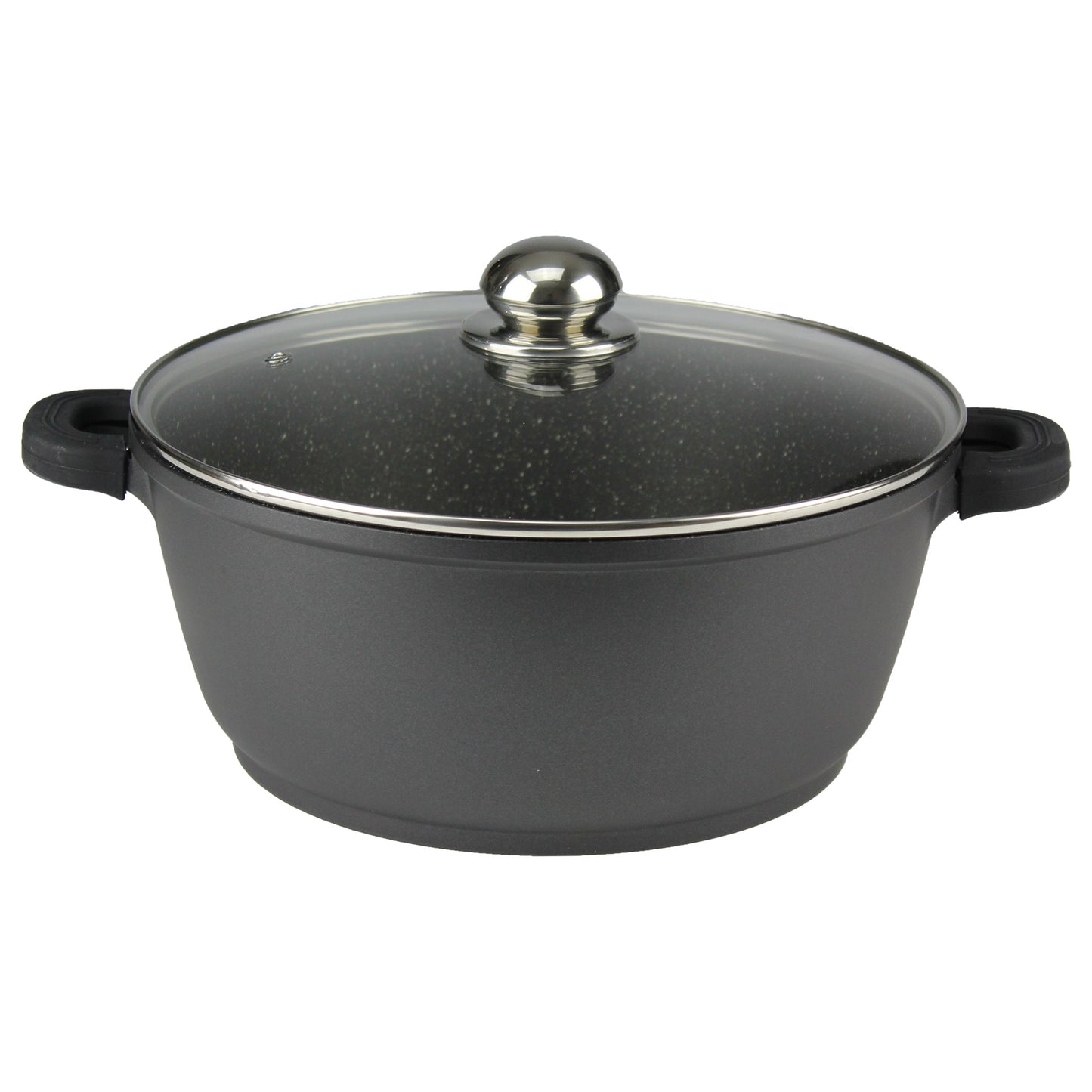 Non Stick Casserole Stockpot Saucepan Cookware Aluminium Marble Black Glass Lids