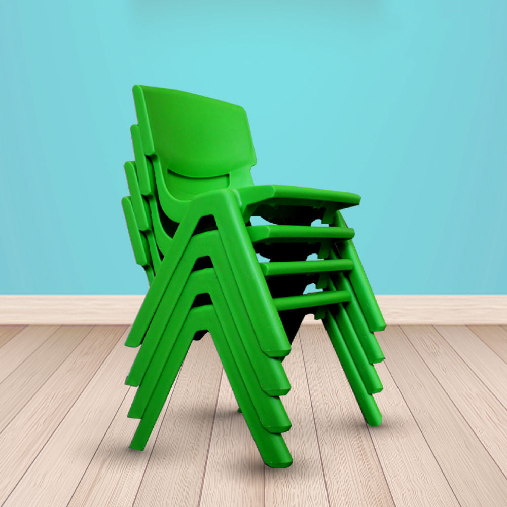 Kids Table Children 6 Chairs Activity Set Large Plastic Play Outdoor Red 120x60