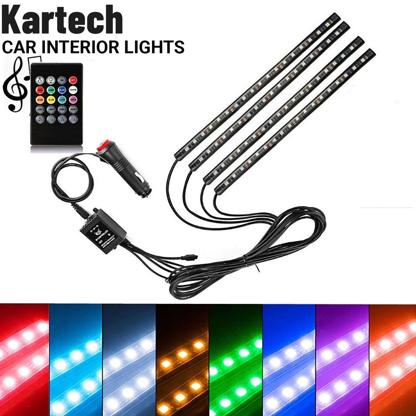 Kartech Car Interior Lights LED Wireless Decorative Music Strip Atmosphere Bar