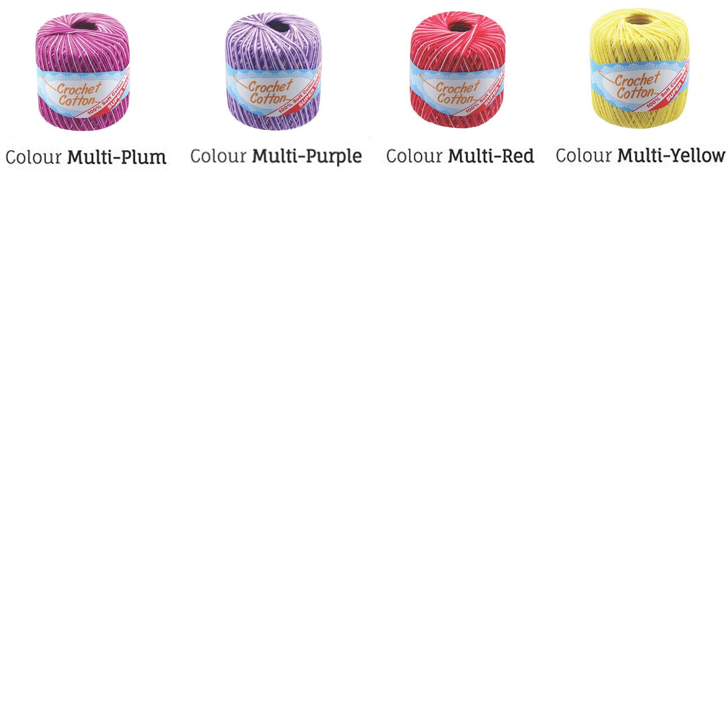 Cotton Crotchet 100% Boll Ball 50g Soft Bulk Coloured Size C Needle 3.25mm