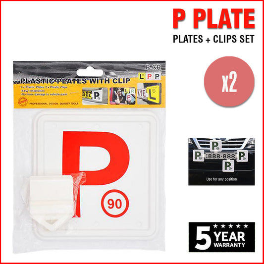 2x P Plate Clips White L Green Red Holder Car Number Set License NSW P1 P2 Free