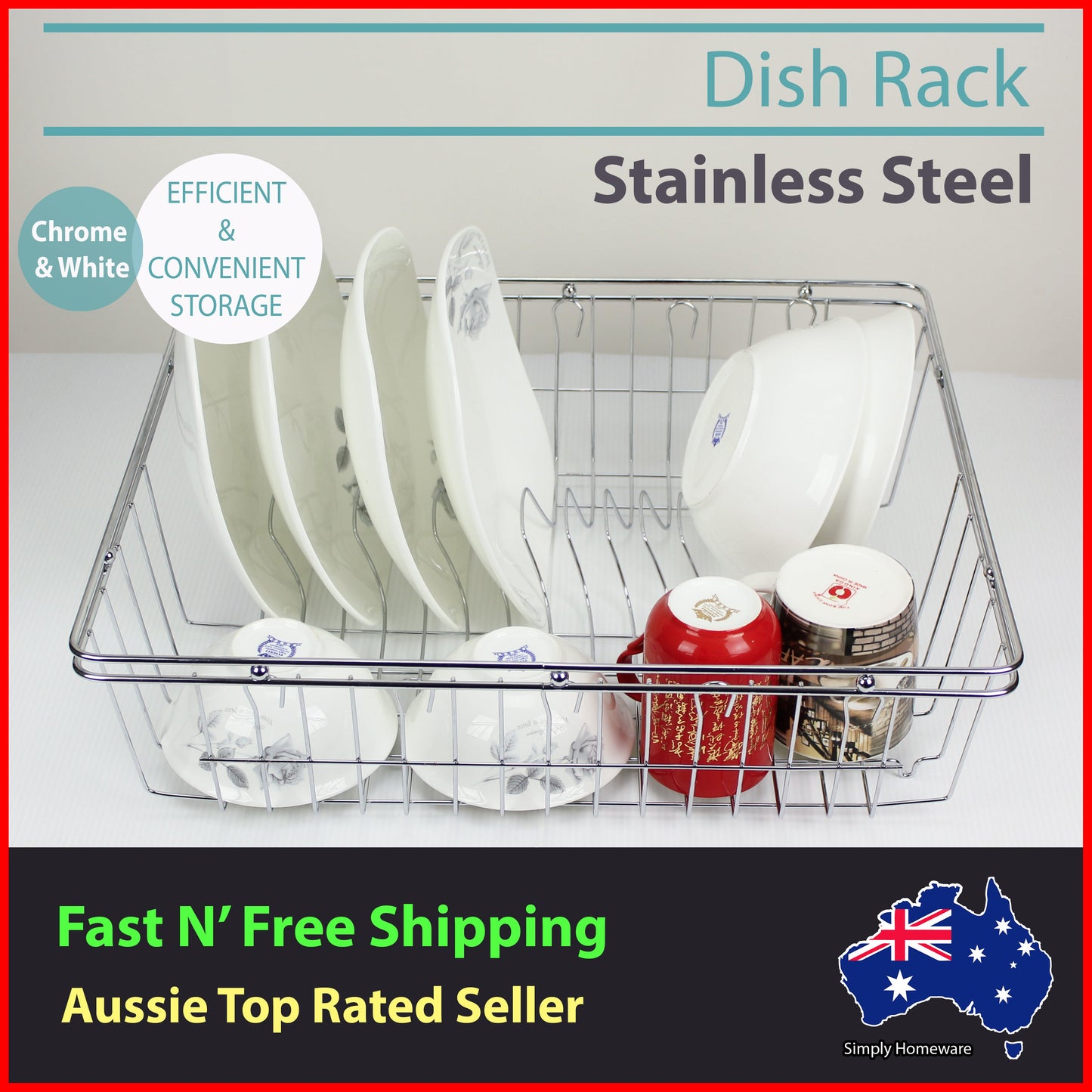 Stainless Steel Dish Rack Chrome Racks Dishrack Drying Cutlery Drainer Tray