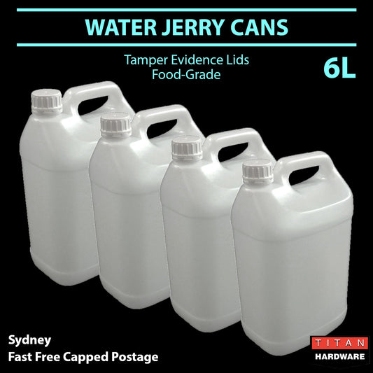 6L Jerry Can Plastic White Food Grade Water Camping Petrol Fuel Liquid Jug Bulk