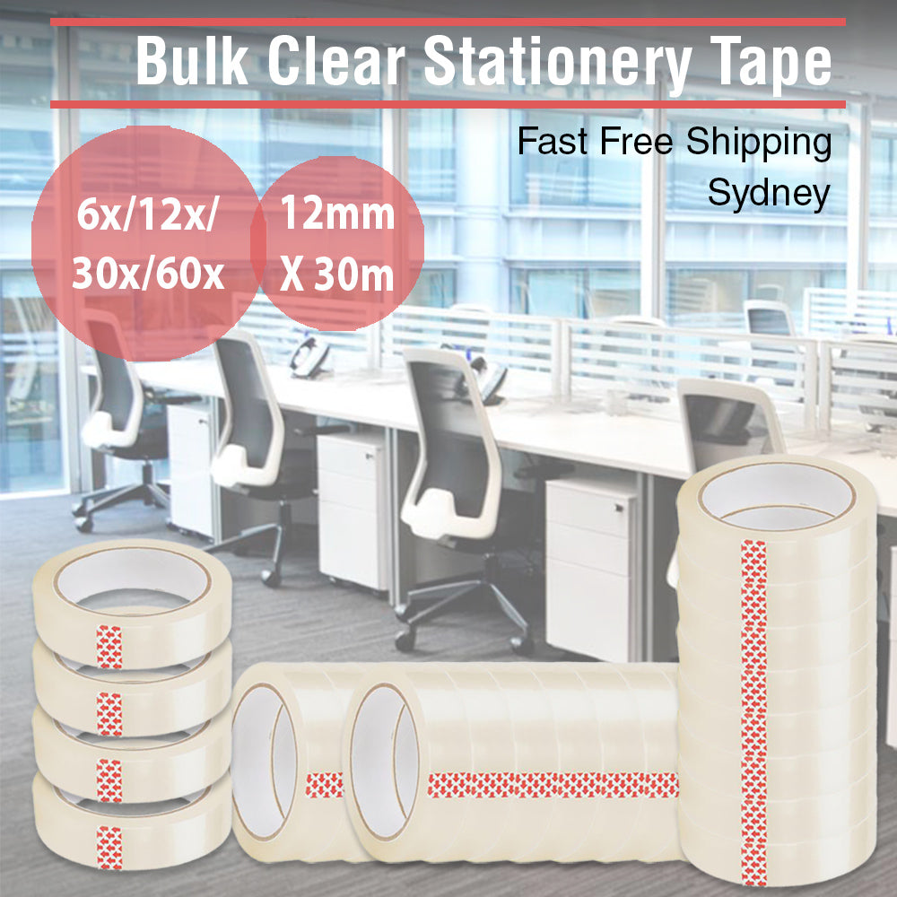Sticky Tape Clear Stationery Adhesive Bulk Business Office Packing 12mm x 30m