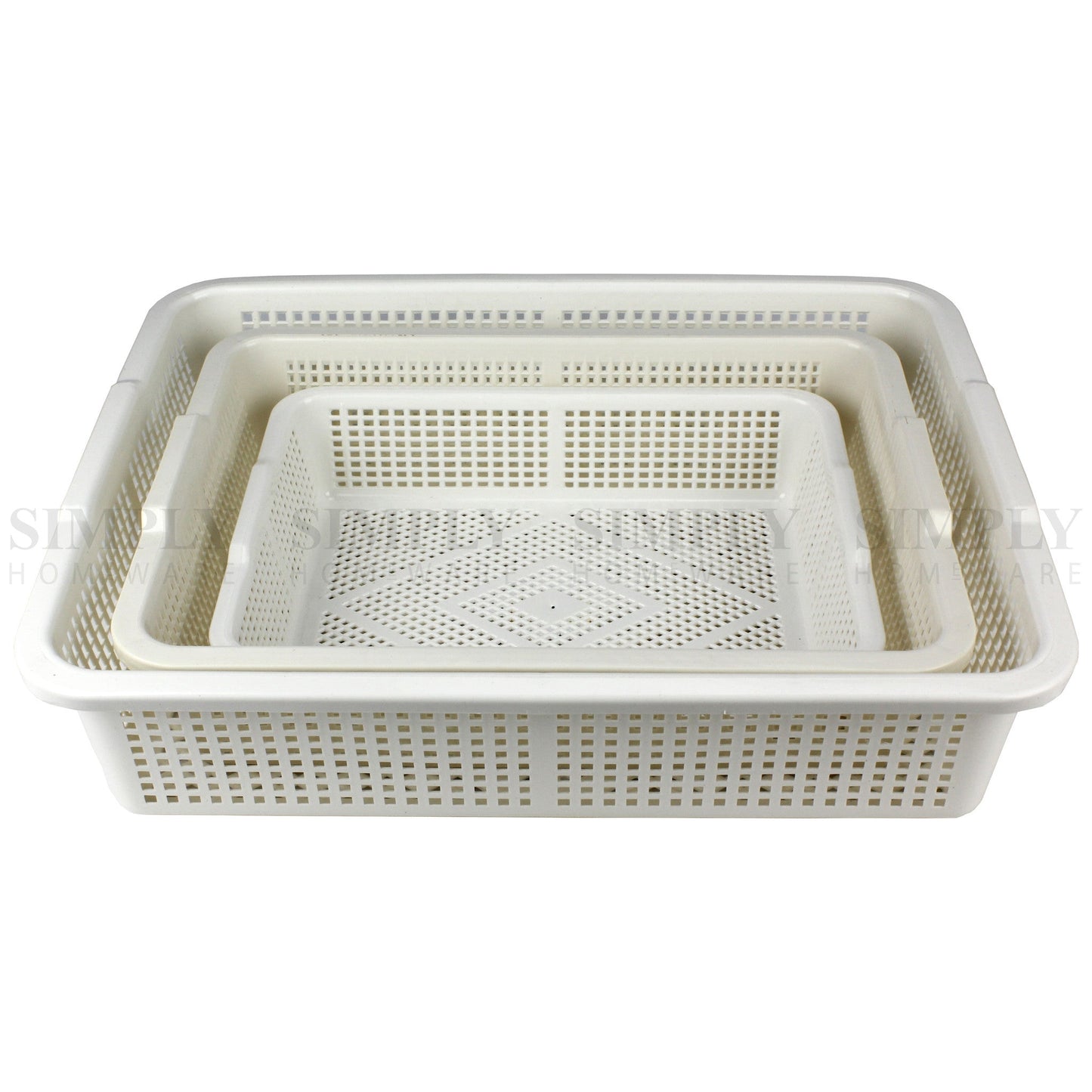 2x Storage Tray Basket Plastic Organiser Trays Tub Container Organizer White - Simply Homeware