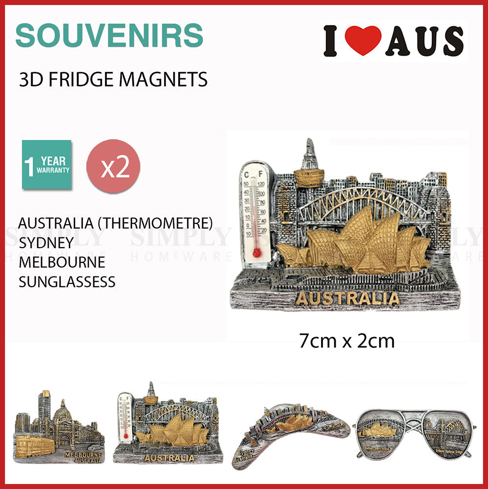 2x Australian Souvenirs Fridge Magnets Sydney Melbourne Thermometer Aussie Gift - Simply Homeware