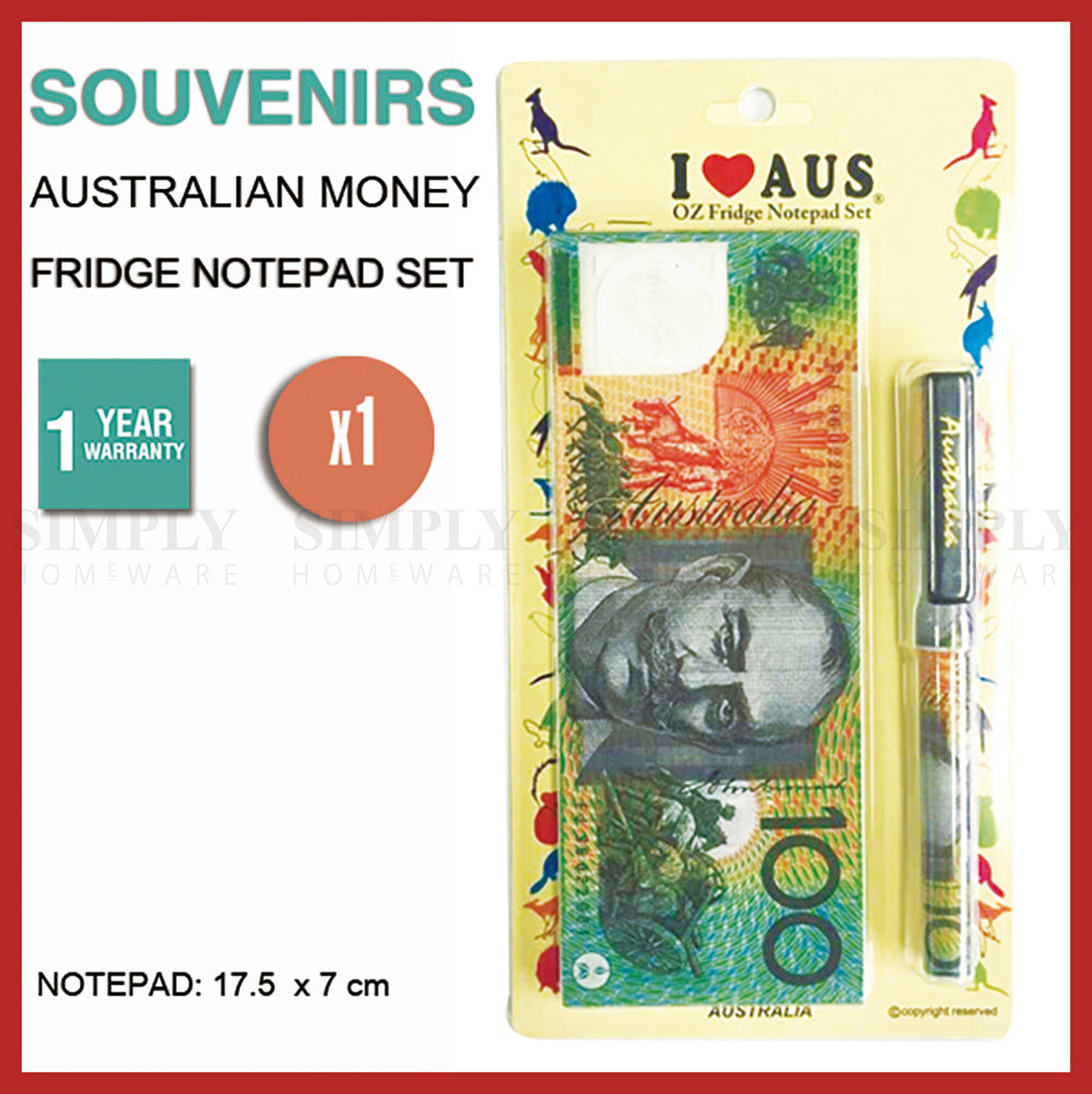 Australian Souvenirs Fridge Magnet Notepad Set Notebook Pen Money Aussie Gift AU - Simply Homeware